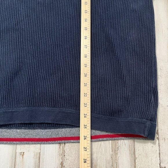 Vintage 90s Eddie Bauer Naby Blue Ribbed Quarter Half Zip Sweater Mens Size XL - Picture 5 of 6